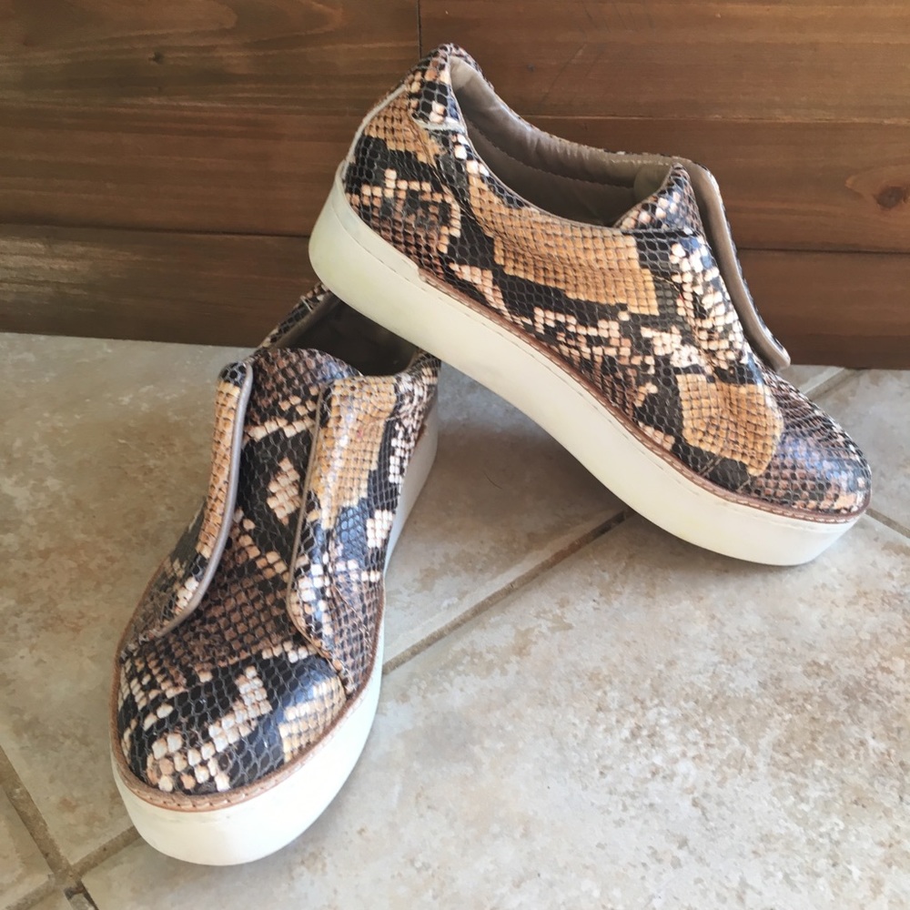 M4D3 Snakeskin Leather Slip On Platform Sneaker